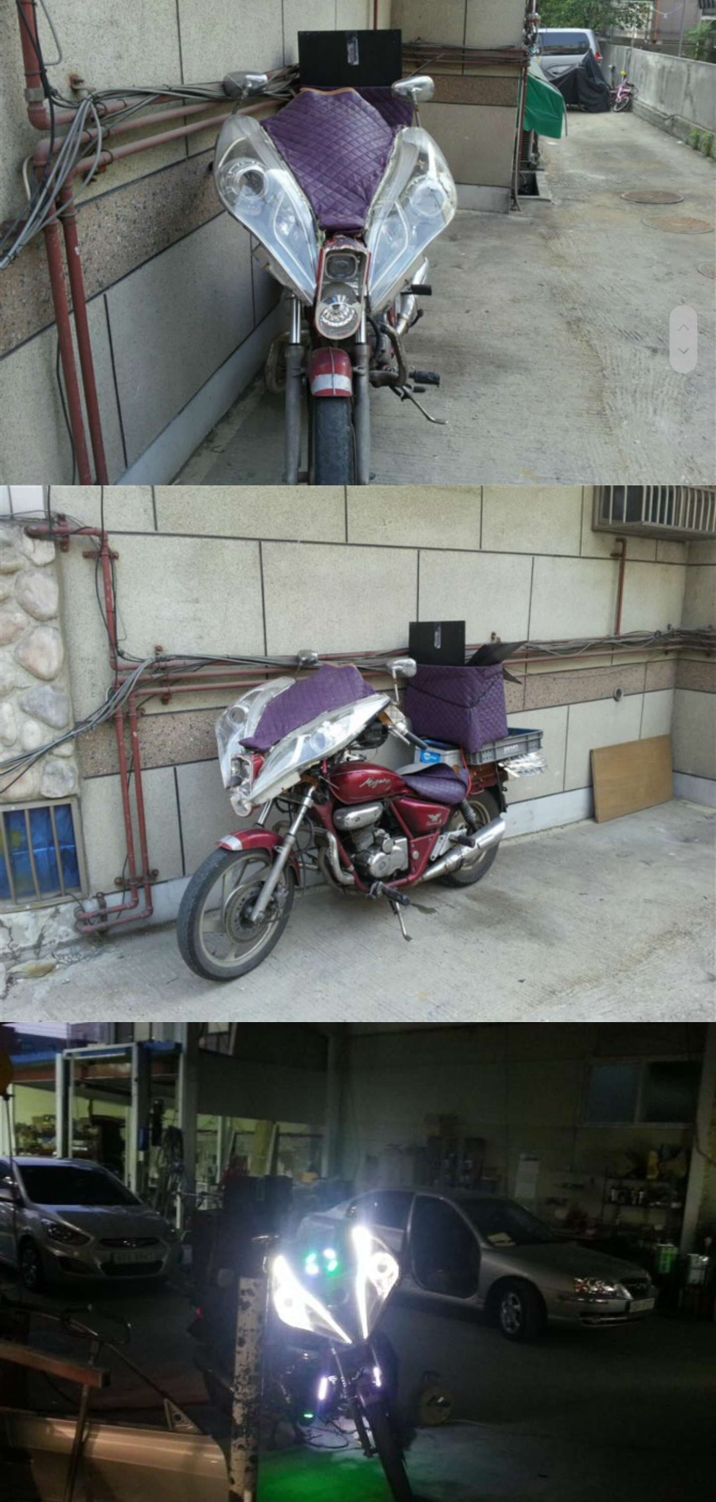 그랜져 헤드 라이트 오토바이에 재활용 게시글 썸네일