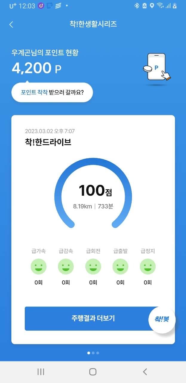 [착!한드라이버] 운전점수 잘 나왔어요 게시글 썸네일