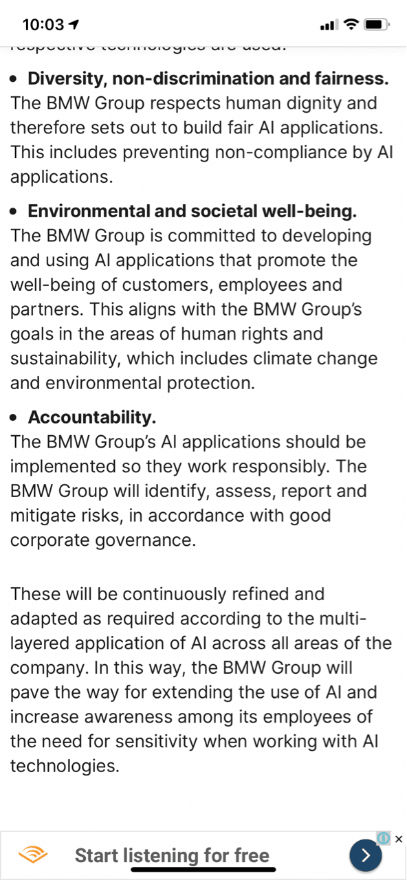 BMW <인공지능> AI 기술 윤리 강령 발표 게시글 썸네일