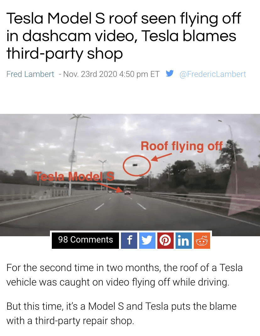 (테슬라) 모델 S 뜯겨 나간 루프 그 후  게시글 썸네일