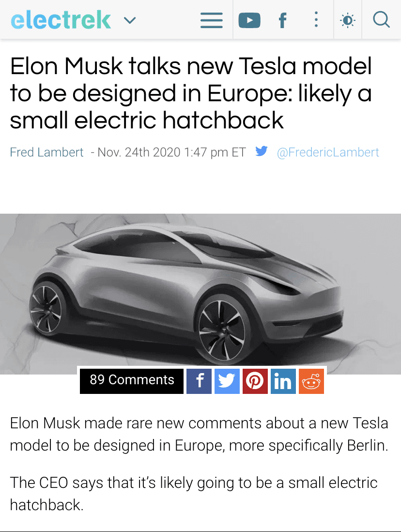 테슬라 유럽용 해치백 개발 착수?  게시글 썸네일