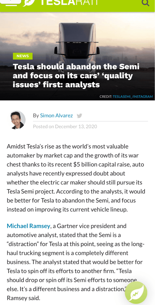 테슬라 전기트럭에 대한 두 가지 시선 게시글 썸네일