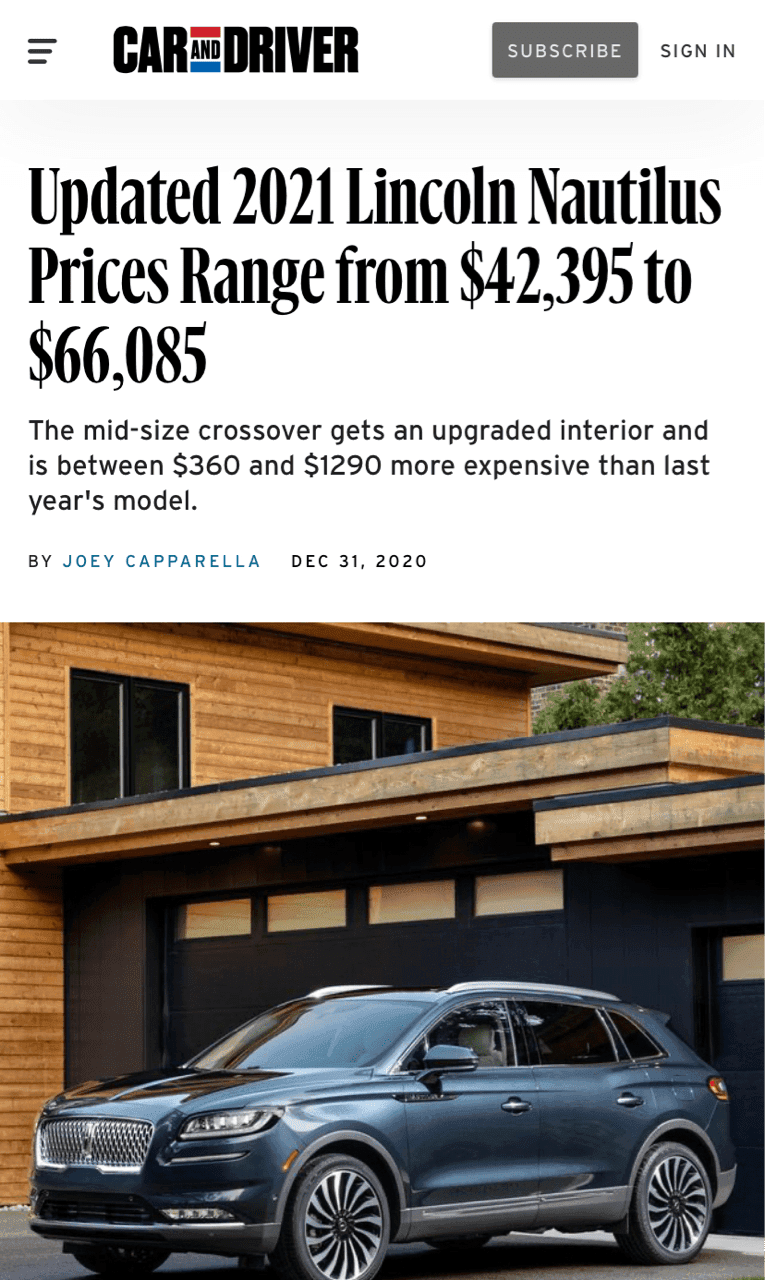 링컨 2021 노틸러스 출시 임박 (5월)  게시글 썸네일