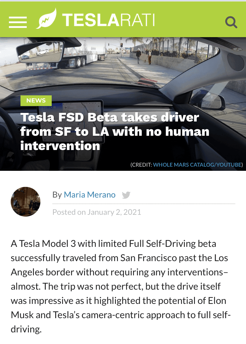 테슬라 LA-샌프란시스코 자율주행 성공적 게시글 썸네일