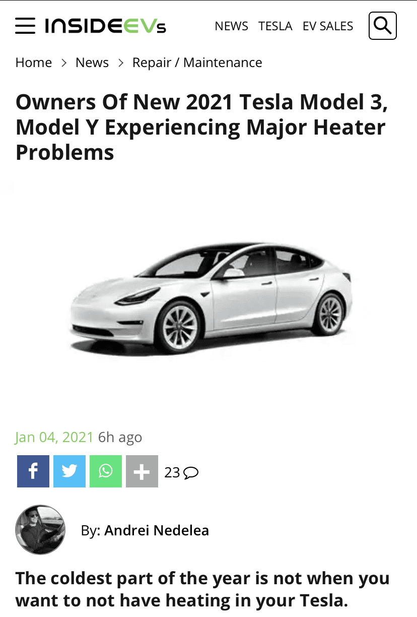 테슬라 2021 모델 3 히터 결함☃️ 게시글 썸네일