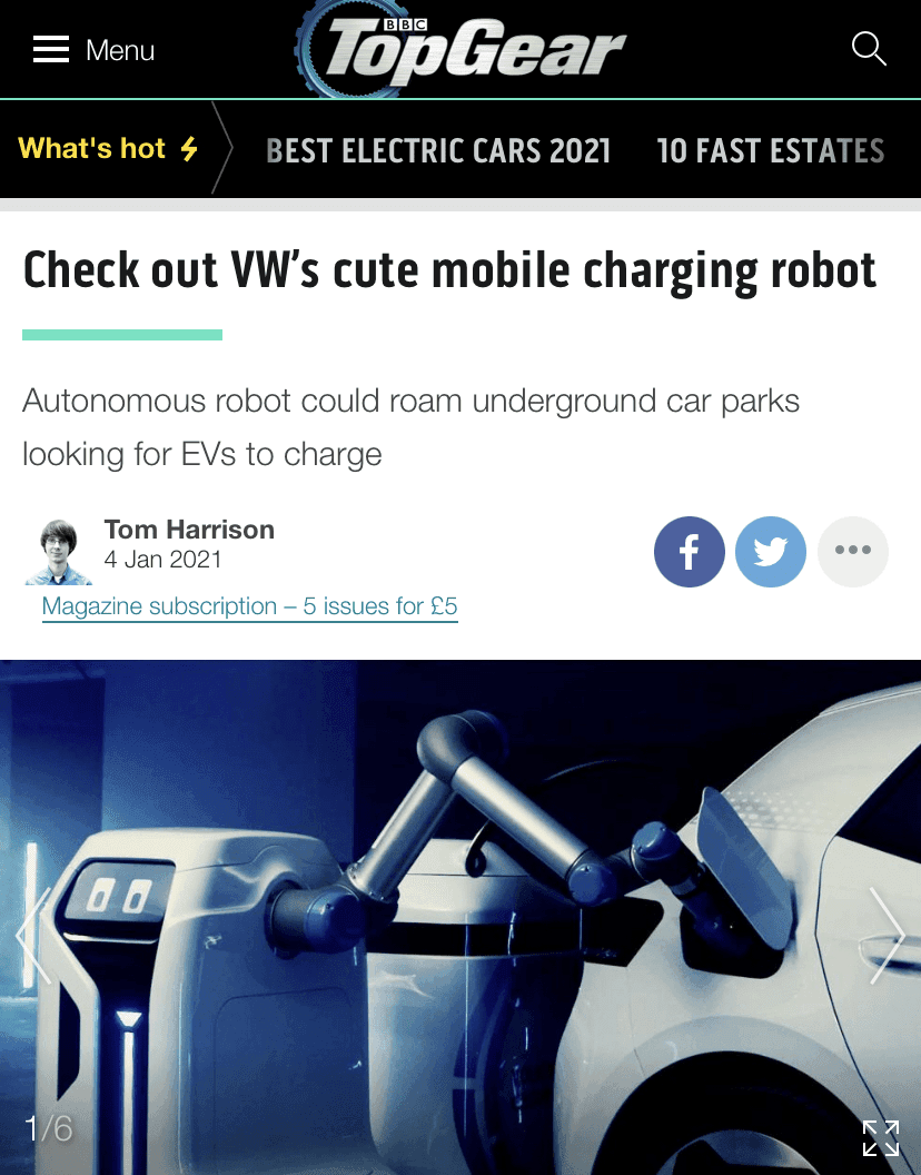 폭스바겐의 충전 로봇 귀요미 ?  게시글 썸네일