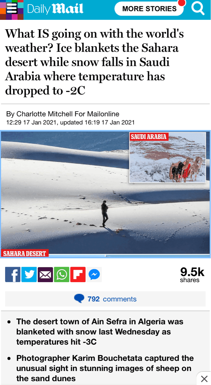 (비차량) 사하라 사막에서도 ? 눈 펑펑  게시글 썸네일