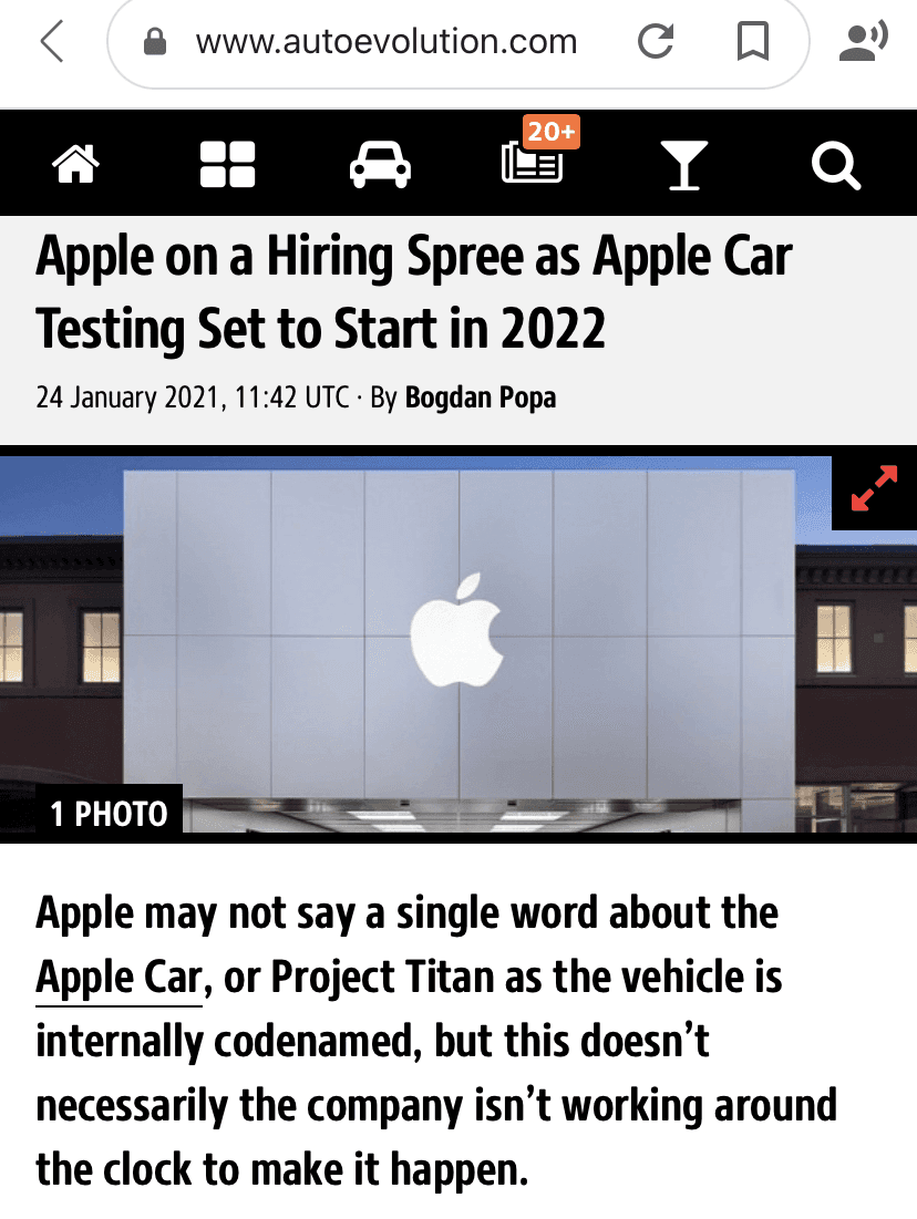 Apple 자동차 개발에 인력 폭풍 채용 중  게시글 썸네일