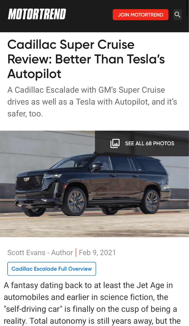 (모토트렌드) 캐딜락 자율주행 어디까지 왔나? 게시글 썸네일