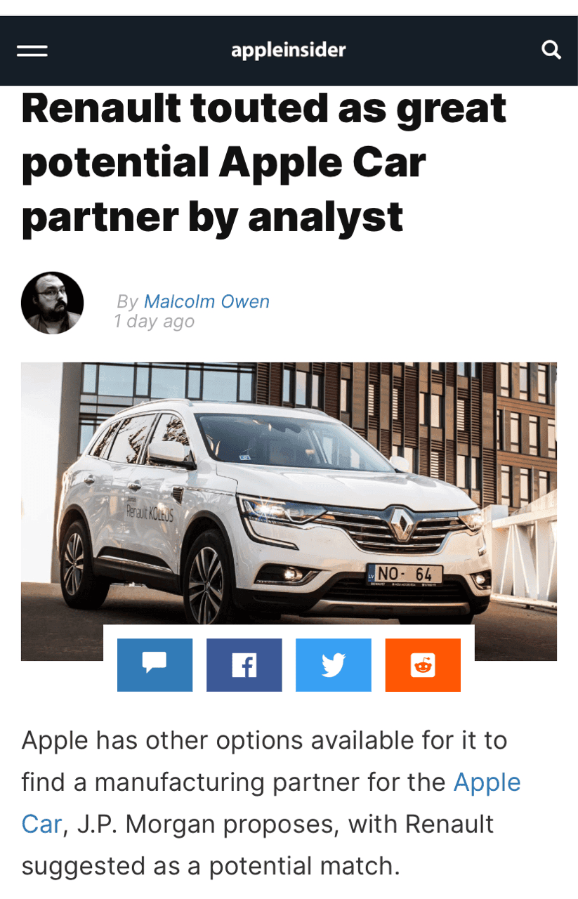 애플은 르노와 꽁냥꽁냥 ? 게시글 썸네일