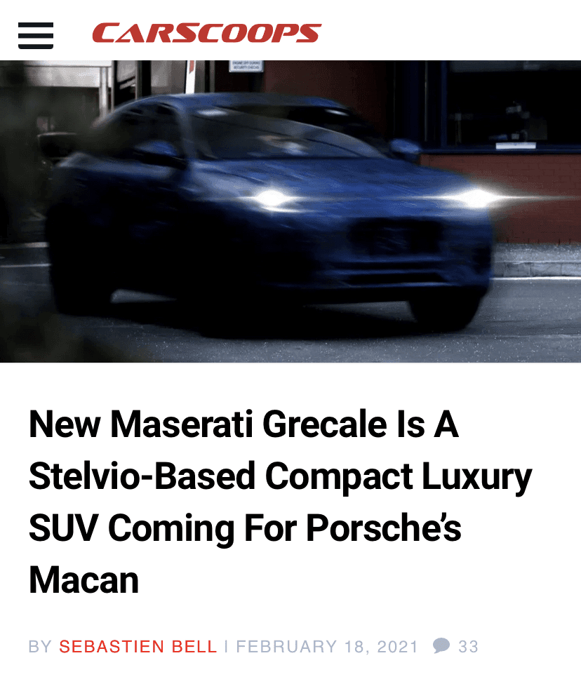 (마세라티) 엔트리급SUV—그레칼레 스파이샷  게시글 썸네일