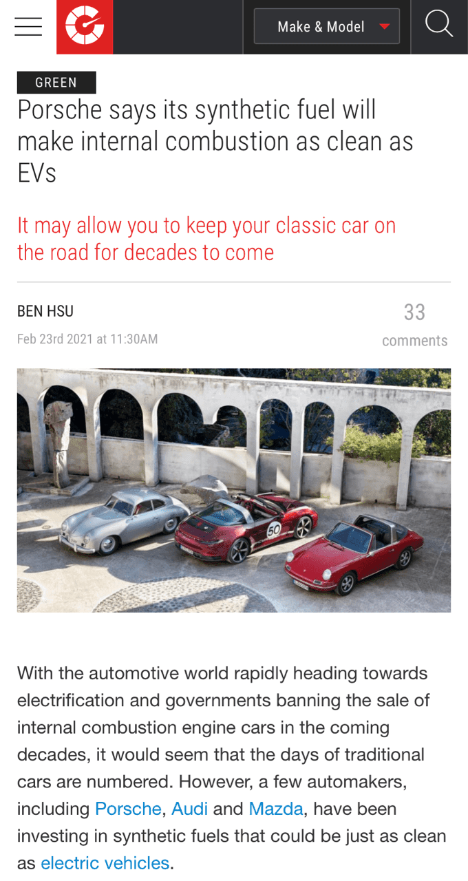 (포르쉐) 내연기관의 미래—합성연료 게시글 썸네일