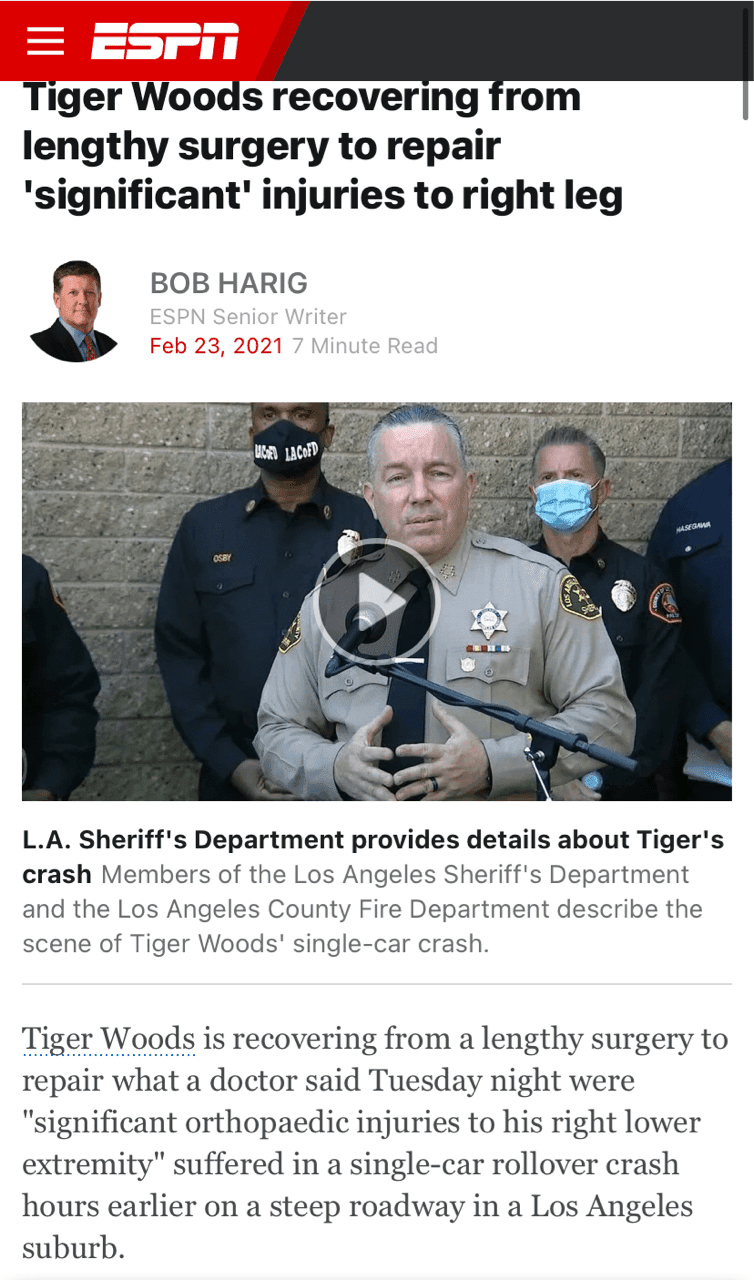 (타이거 우즈) 교통 사고 찬찬히 외신 읽어 봤어요 게시글 썸네일