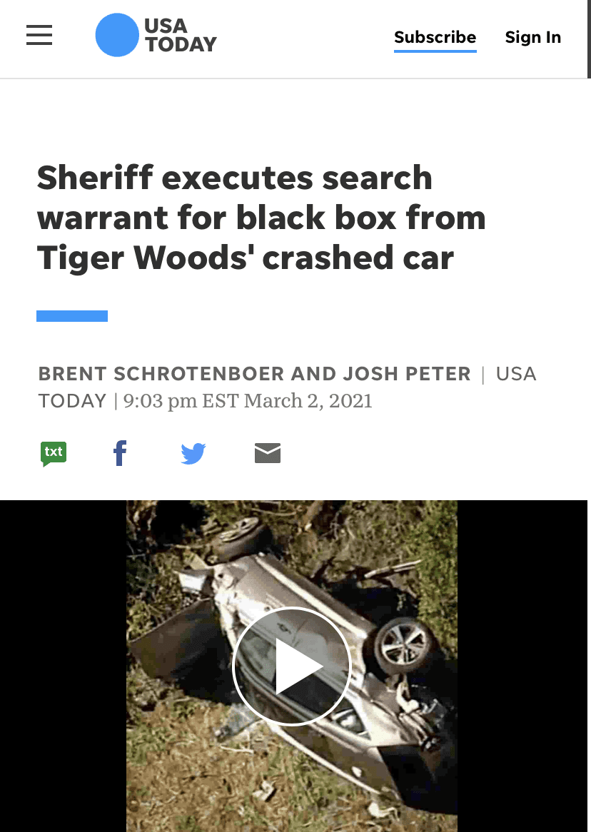 타이거우즈 사고 업데이트  게시글 썸네일