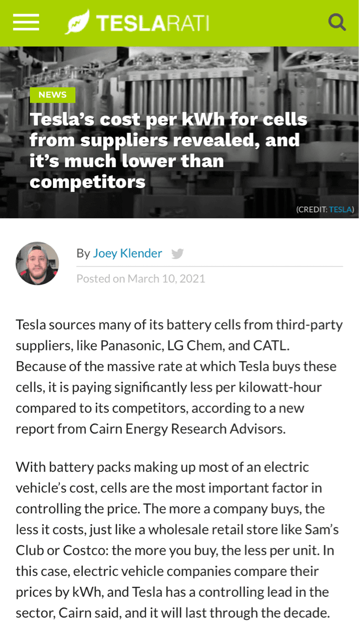 (배터리 코스트 공개) 전기차는 테슬라 사세요 게시글 썸네일