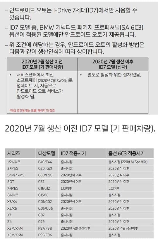 BMW 안드로이드 오토 관련 조건 게시글 썸네일