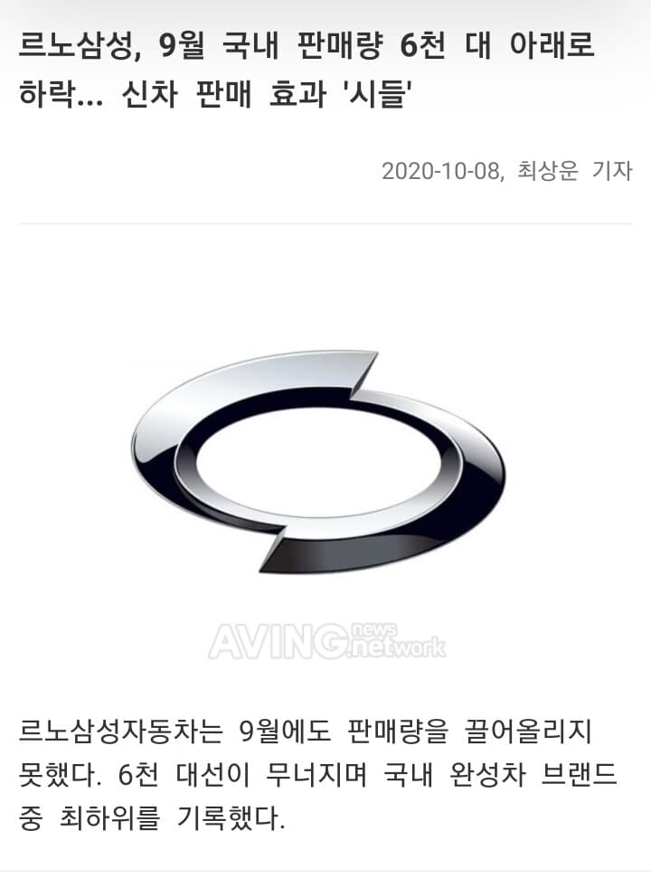 르노삼성 신차 효과 시들.... 게시글 썸네일