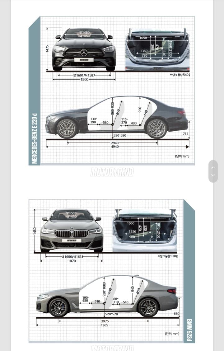 BMW523d vs 벤츠E220d 비교 게시글 썸네일