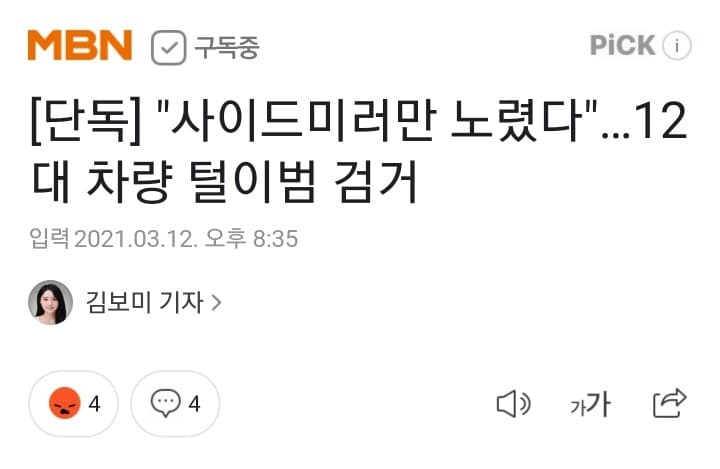 사이드미러 도둑이 있네요? 게시글 썸네일