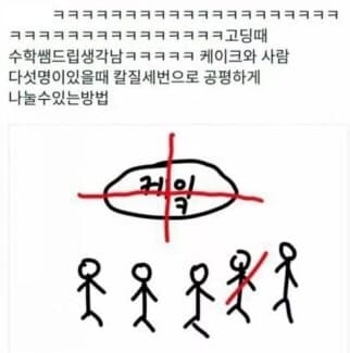 [펌/비차량] 칼질 세 번으로 케이크 공평하게 나누기 게시글 썸네일
