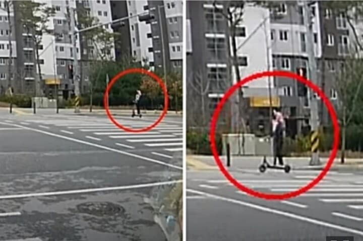 아이 목말 태우고 킥보드 타는 남성 게시글 썸네일